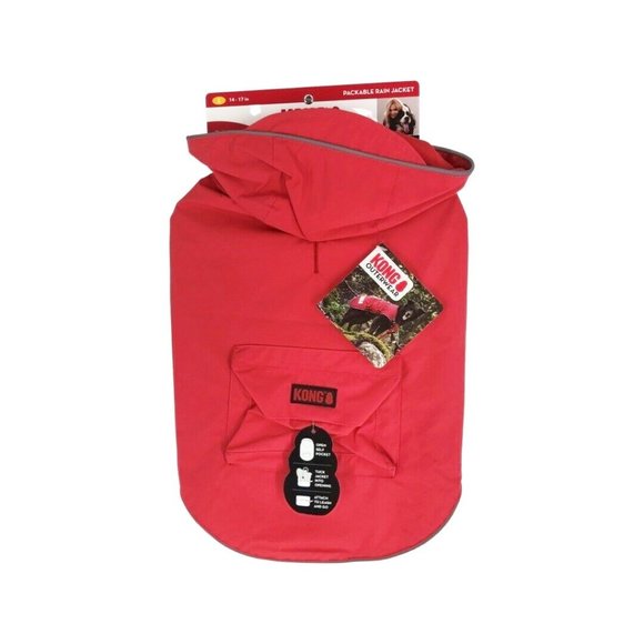 Kong Dog New Kong Outerwear Dog Packable Rain Jacket Red Sz Small